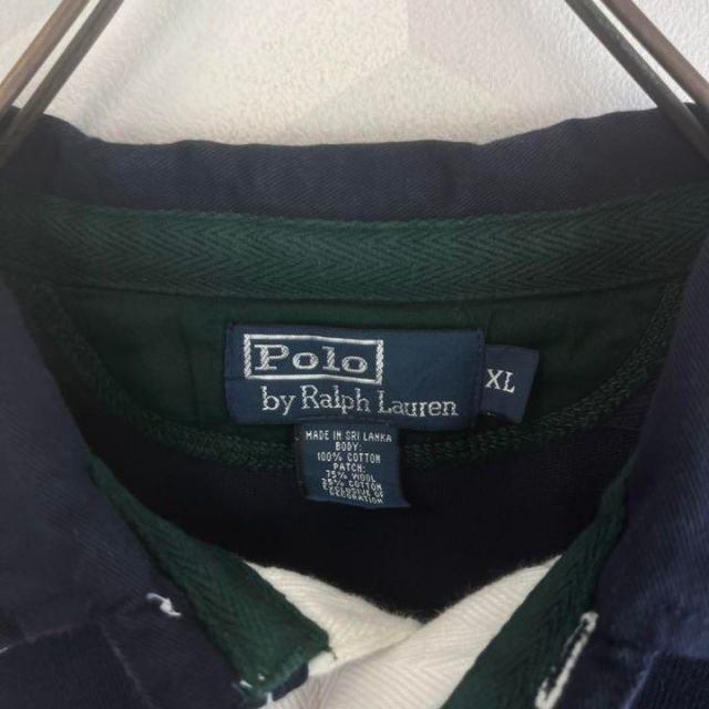 XL ワッペン付 長袖 ラガーシャツ ネイビー