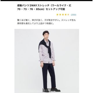 ユニクロ(UNIQLO)のユニクロ　感動パンツ　76✖️76   ウールライク　ネイビー(スラックス)