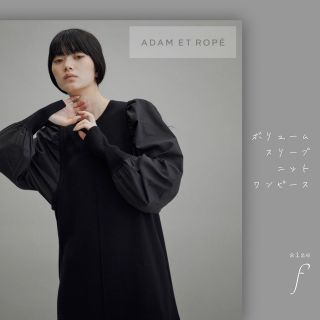 アダムエロぺ(Adam et Rope')のアダムエロペ ボリュームスリーブニットワンピース ブラック フリーサイズ(ロングワンピース/マキシワンピース)