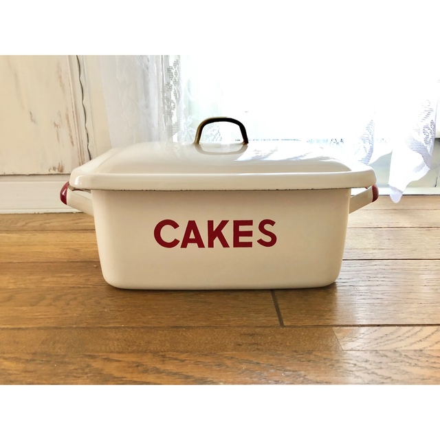 ケーキ缶　ホーロー　美品　アンティーク　琺瑯　cake缶