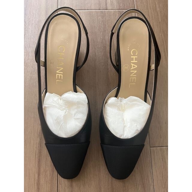 お得】 CHANEL - Chanel シャネル coco スリングバックシューズ 黒