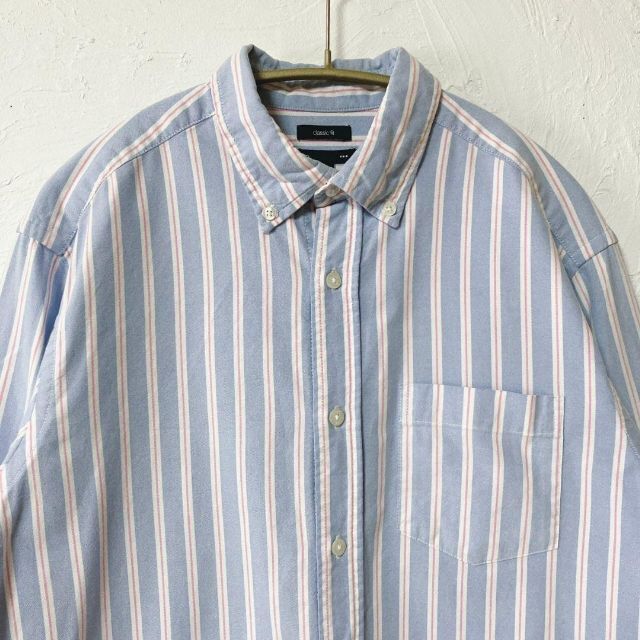 GAP(ギャップ)のギャップ　サイズＭ　青ブルーストライプ　ＢＤ長袖シャツ　人気カラーデザイン古着 メンズのトップス(シャツ)の商品写真