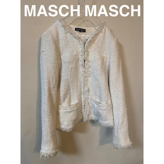 ミッシュマッシュ(MISCH MASCH)の38 MISCH MASCH ミッシュマッシュ ツイードノーカラージャケット 白(ノーカラージャケット)