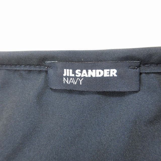 美品 18SS ジルサンダー ネイビー タフタ ノースリーブ ワンピース 36