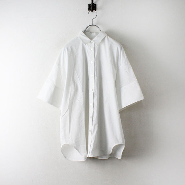 ENFOLD - 定価2.8万 2021AW ENFOLD エンフォルド SOMELOS 5分袖 BIG SHIRT 38/ホワイト ビッグ