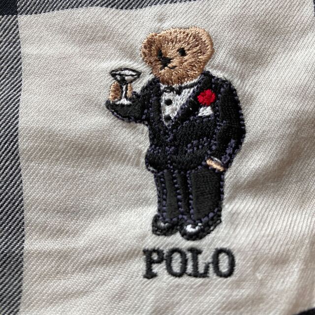 POLO RALPH LAUREN(ポロラルフローレン)のRalph Laurenラルフローレン  大判ハンカチ　黒白poloベアー刺繍 メンズのファッション小物(ハンカチ/ポケットチーフ)の商品写真