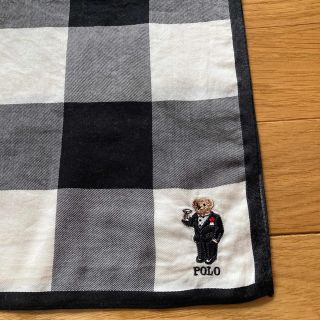 ポロラルフローレン(POLO RALPH LAUREN)のRalph Laurenラルフローレン  大判ハンカチ　黒白poloベアー刺繍(ハンカチ/ポケットチーフ)