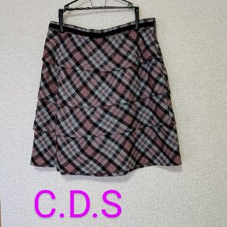 シーディーエスベーシック(C.D.S BASIC)のC.D.S ミニスカート チェック ピンク×グレー(ミニスカート)