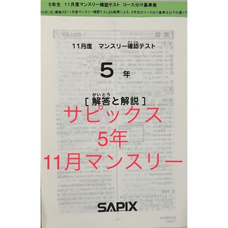 サピックス　小学5年　11月度 マンスリーテスト　①(語学/参考書)