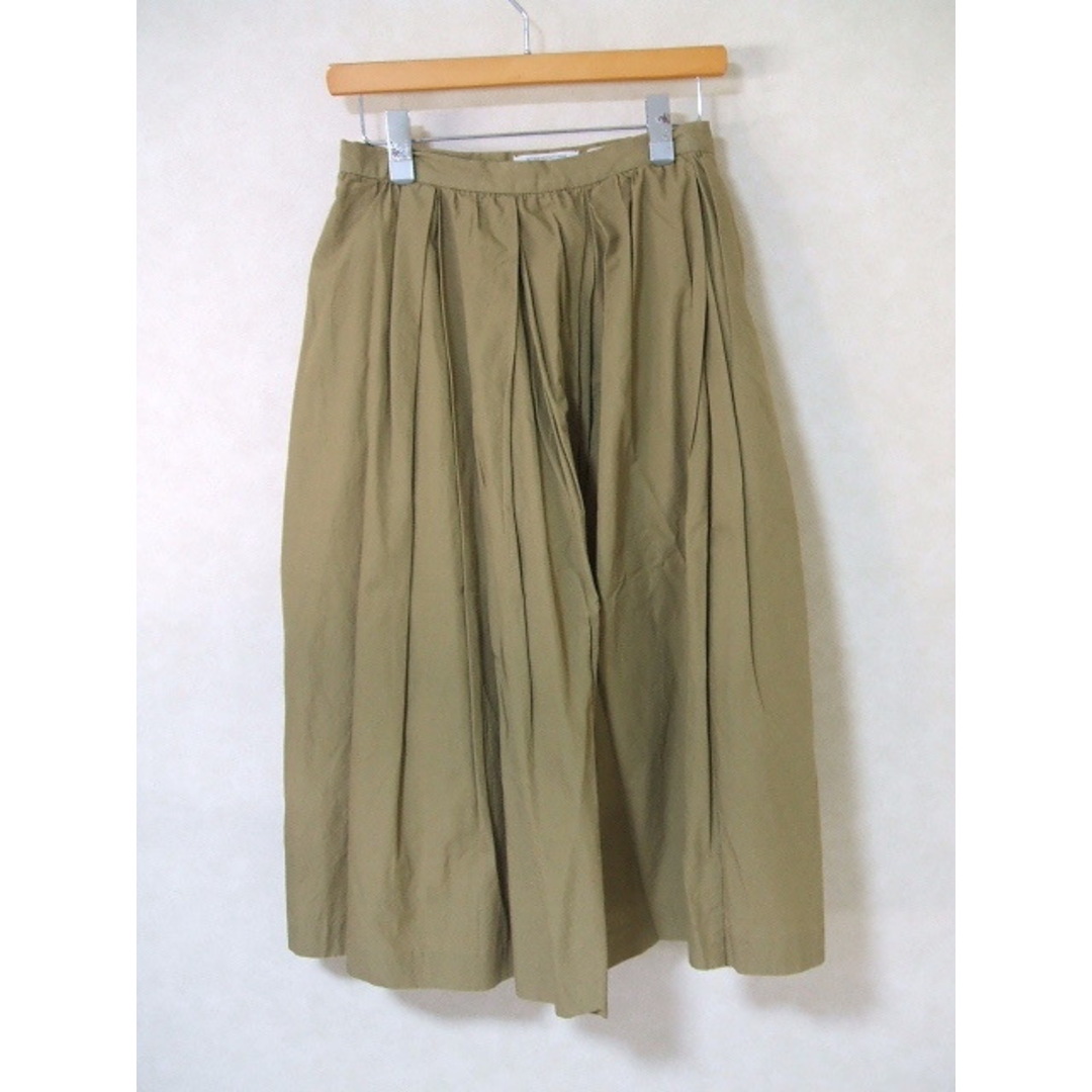 YAECA - YAECA TUCK SKIRT タックスカート ギャザー ラミー混 98605 サイズM スカート カーキ レディース ヤエカ【中古】2-1007M△