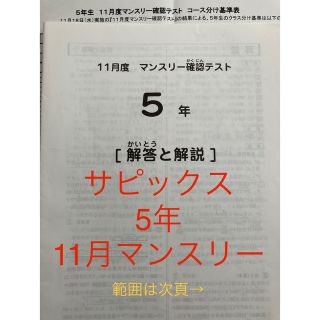 サピックス　小学5年　11月度マンスリーテスト ②(語学/参考書)