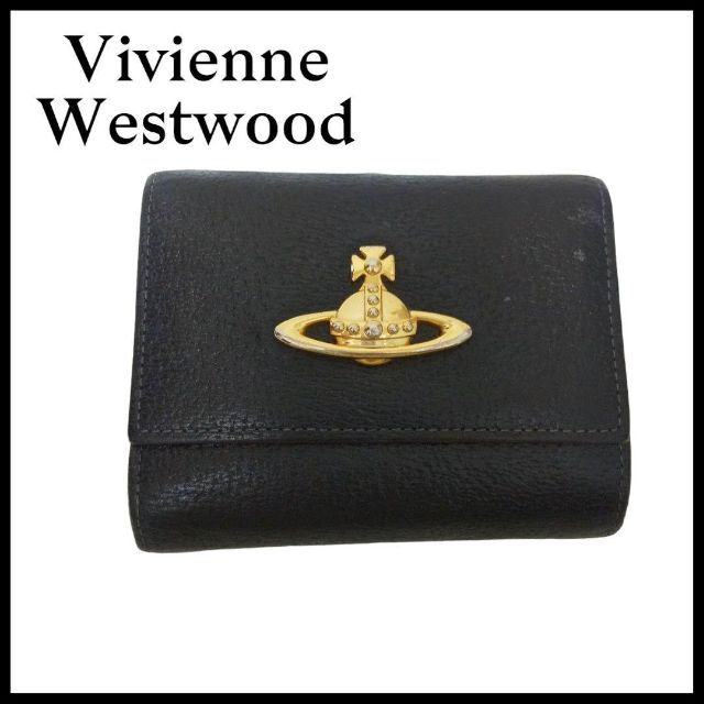 美品★Vivienne Westwood がま口 3つ折り財布 オーブ ブラック