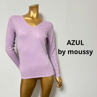 アズールバイマウジー(AZUL by moussy)の【2283】AZUL by moussy Vネック ニットトップス XS(カットソー(長袖/七分))