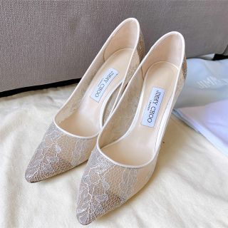 JIMMY CHOO レースヒールパンプス 38 ブラック