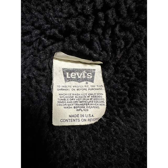 Levi's(リーバイス)の袖ハチノス　Levi's ブラックデニムボアジャケット　オールブラック　USA製 メンズのジャケット/アウター(Gジャン/デニムジャケット)の商品写真