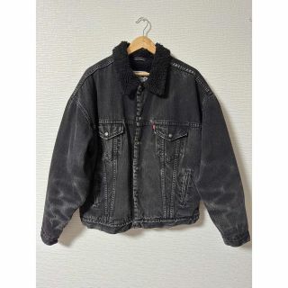 リーバイス(Levi's)の袖ハチノス　Levi's ブラックデニムボアジャケット　オールブラック　USA製(Gジャン/デニムジャケット)