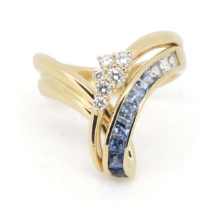 ジュネ サファイア ダイヤモンドリング 指輪 12.5号 S0.82ct D0.18ct K18YG(18金イエローゴールド)(リング(指輪))