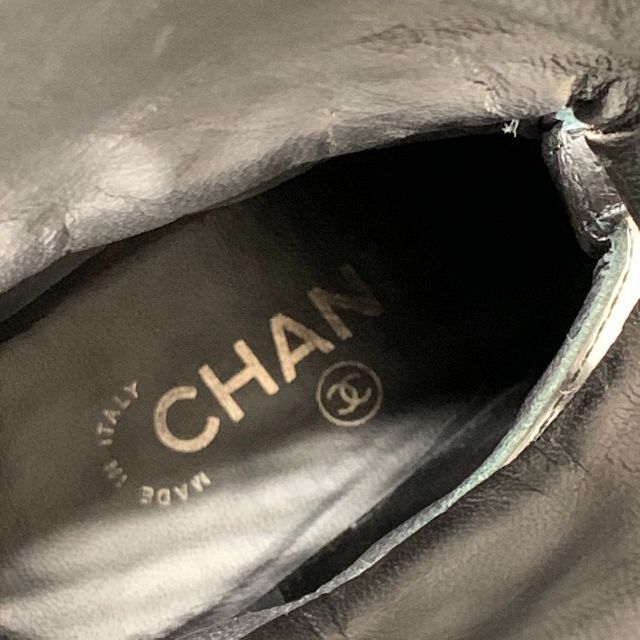 CHANEL(シャネル)の5094 シャネル ココマーク レザー ツイード レースアップ ロングブーツ レディースの靴/シューズ(ブーツ)の商品写真