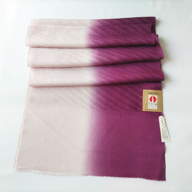 長尺　正絹 日本製　丹後ちりめん　帯揚げ　赤紫系　ぼかし