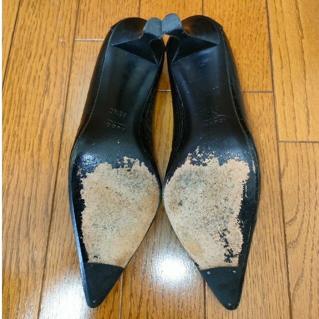 GUCCI グッチ オーストレッグ/ダチョウ足革 パンプス ブラック 36.5-