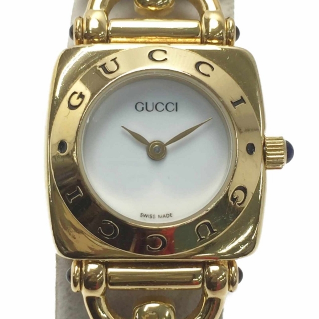 純正最安価格 GUCCI グッチ ホースビット ロゴベゼル 6300L ホワイト