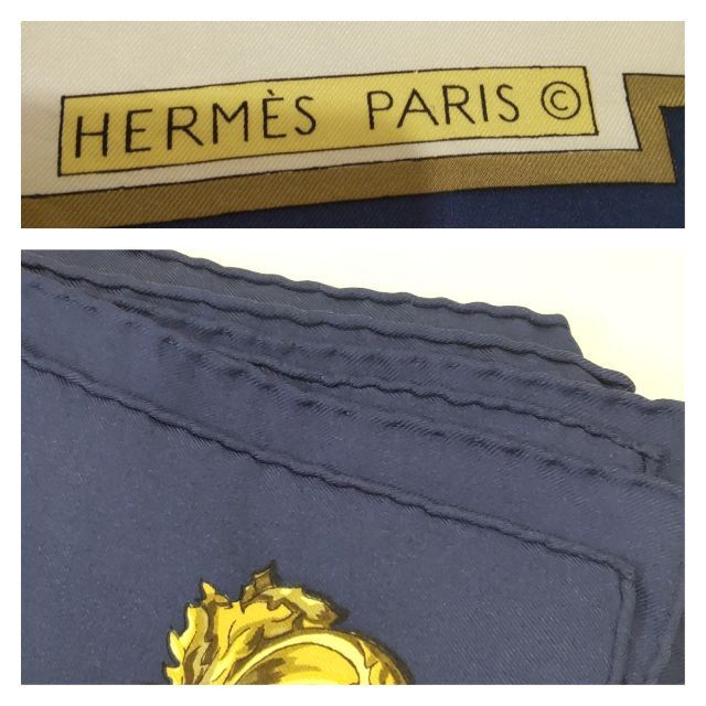 Hermes(エルメス)のぺこたん様専用　HERMES　スカーフ　２枚　鍵　柄　ネイビー　HJ80HJ79 レディースのファッション小物(バンダナ/スカーフ)の商品写真