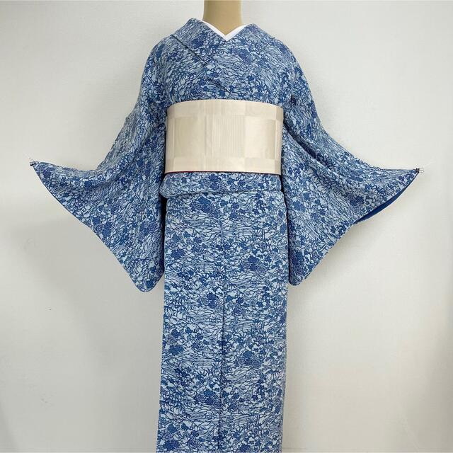 最初の 藍染『小紋』縮緬 正絹 k122 着物 - rinsa.ca