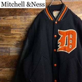 ミッチェルアンドネス(MITCHELL & NESS)のミッチェル&ネスデトロイトタイガースレタードスタジャン黒ブラックmlbレザー本革(スタジャン)