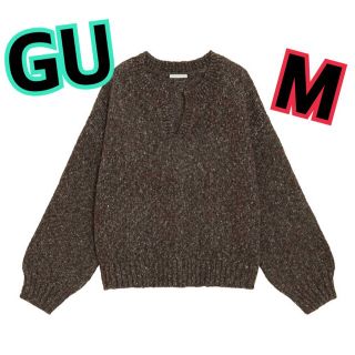 ジーユー(GU)の処分★美品★GU★メランジキーネックセーター★M★ブラウン★キーネックセーター(ニット/セーター)