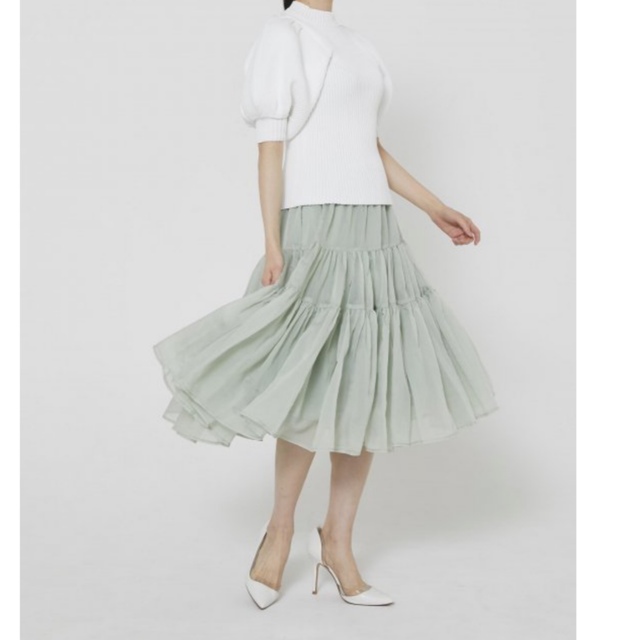 Drawer(ドゥロワー)のseventen by mihokawahito ソフトオーガンジースカート レディースのスカート(ロングスカート)の商品写真