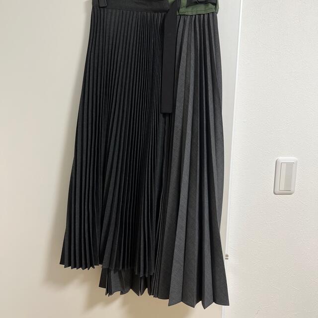 sacai プリーツ 巻きスカート アシンメトリー