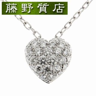 カルティエ(Cartier)の(新品仕上げ済) カルティエ CARTIER ハート ネックレス K18 WG × パヴェ ダイヤモンド メレダイヤ 8568(ネックレス)