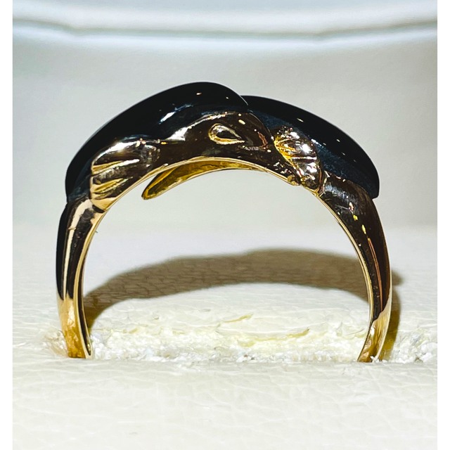 ☆K18 イルカ型オニキスリング 14号☆ レディースのアクセサリー(リング(指輪))の商品写真