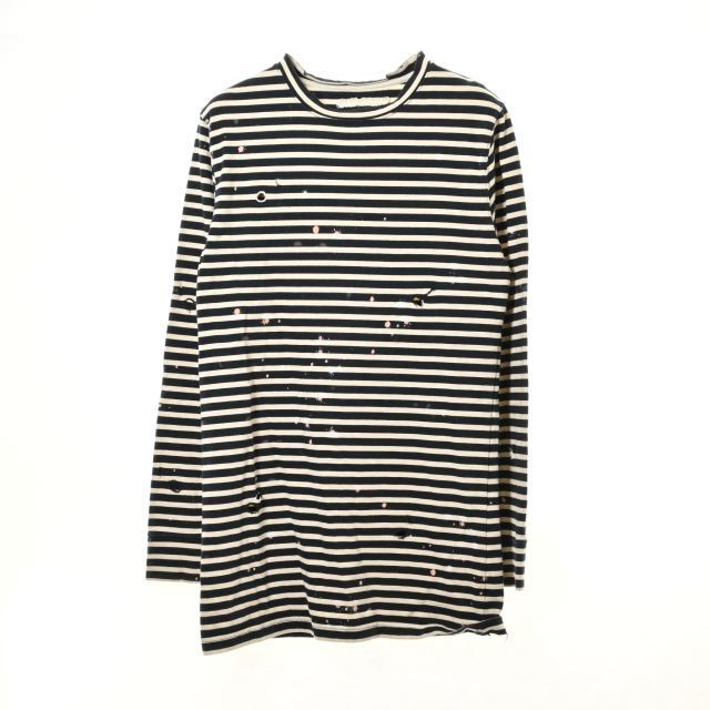 Off-White - OFF-WHITE ボーダー ダメージ加工 カットソーの通販 Off-White - OFF-WHITE ボーダー ダメージ加工 カットソーの通販