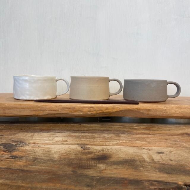 アモ様お買い得 新品 陶器 陶芸作家 スープカップ3個