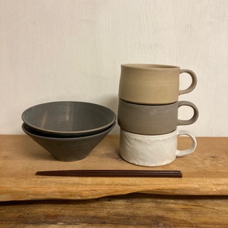 アモ様お買い得　新品　陶器　陶芸作家　スープカップ3個(食器)