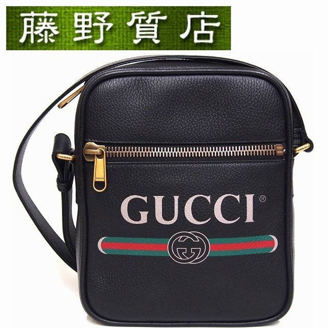 Gucci(グッチ)の（未使用）グッチ GUCCI プリント メッセンジャーバッグ 斜め掛け メンズ レザー 黒 ゴールド金具 523591 8108 メンズのバッグ(ショルダーバッグ)の商品写真