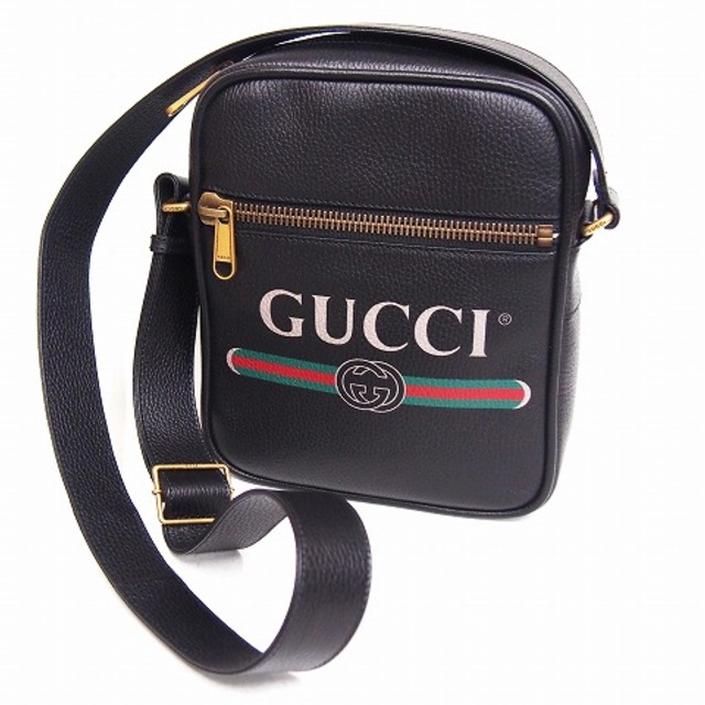 Gucci(グッチ)の（未使用）グッチ GUCCI プリント メッセンジャーバッグ 斜め掛け メンズ レザー 黒 ゴールド金具 523591 8108 メンズのバッグ(ショルダーバッグ)の商品写真