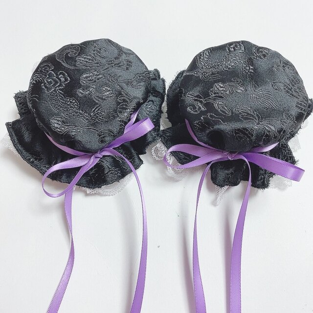 チャイナ シニヨンキャップ 黒紫の通販 by こと59's shop｜ラクマ