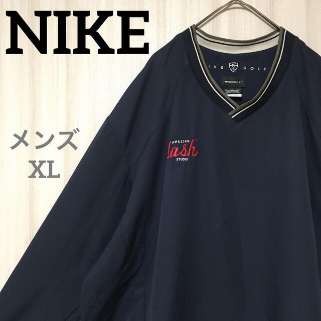 NIKE　ゴルフウェア　プルオーバーナイロンジャケット　刺繍ロゴ　ネイビー　XL