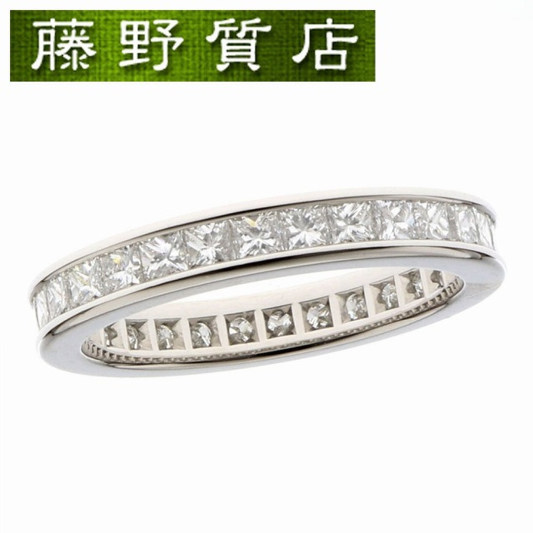 (美品) カルティエ CARTIER プリンセスカット フルエタニティ ダイヤリング 指輪 Pt 950 × ダイヤ フルダイヤ #52 保証書 9007商品ランク新品