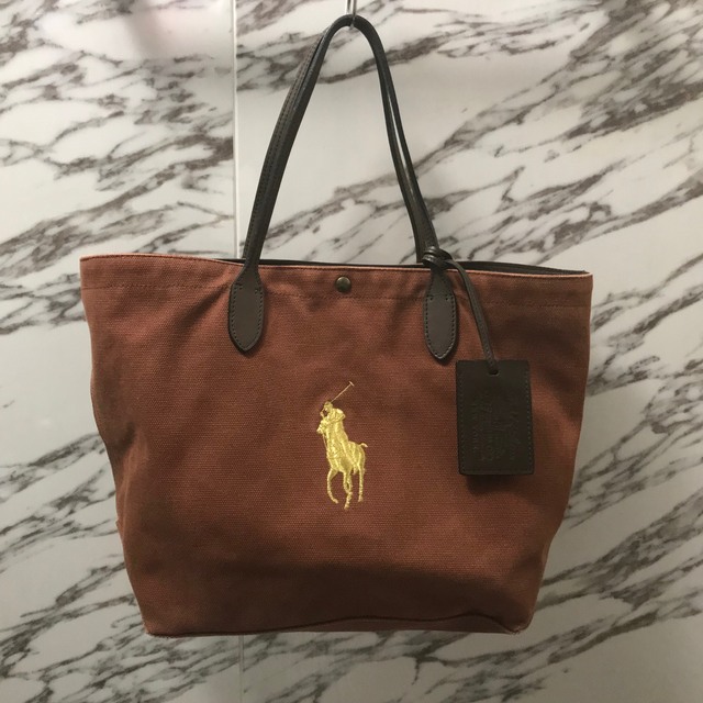 Ralph Lauren(ラルフローレン)のsyyy様専用　ラルフローレン ビッグポニー  トートバッグ ブラウンA4収納可 レディースのバッグ(トートバッグ)の商品写真