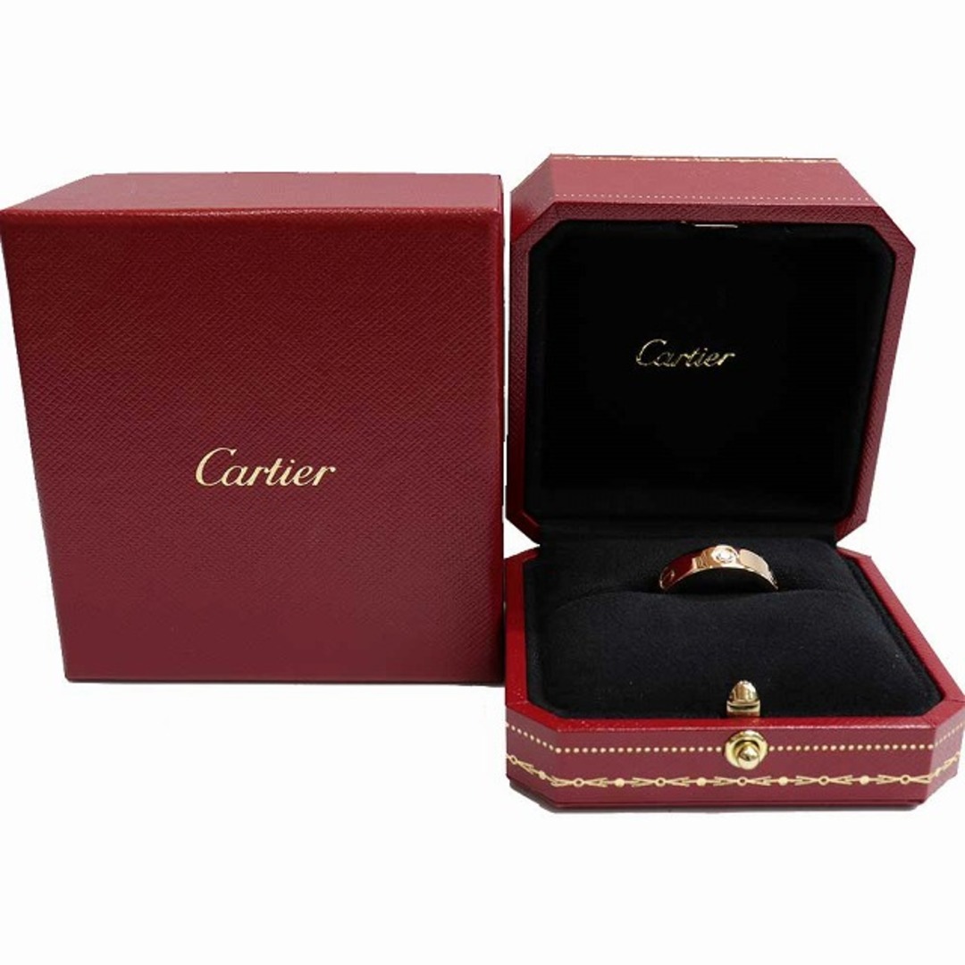 Cartier(カルティエ)の（美品）カルティエ CARTIER ラブリング LOVE ハーフ ダイヤ  指輪 K18 PG × ダイヤ 3石 約0.22ct #58  B4087558 2021年 保証書 9115 レディースのアクセサリー(リング(指輪))の商品写真