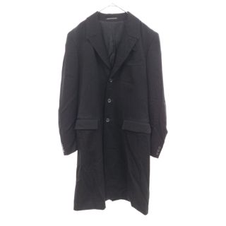 ヨウジヤマモト(Yohji Yamamoto)のYohji Yamamoto POUR HOMME ヨウジヤマモト プールオム 20AW SMOKING NO スモーキングノープリントウールタキシードロングジャケット コート HR-J55-119 ブラック(テーラードジャケット)