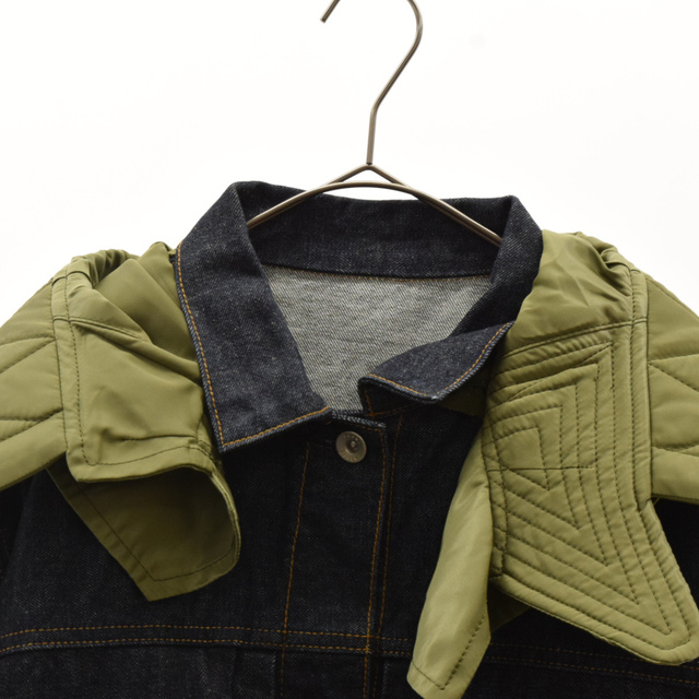 Sacai サカイ 19AW DENIM JACKET サイドジップ フードドッキング デニムジャケット インディゴ/カーキ 19-04708