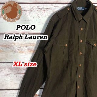 ラルフローレン(Ralph Lauren)の【希少】ポロラルフローレン 長袖シャツ エポーレットシャツ カーキ XLサイズ(シャツ)