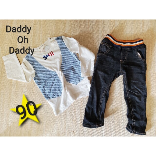 daddy oh daddy(ダディオーダディー)のdaddy oh　daddy 　90 ロングTシャツ　デニム　セット キッズ/ベビー/マタニティのキッズ服男の子用(90cm~)(Tシャツ/カットソー)の商品写真