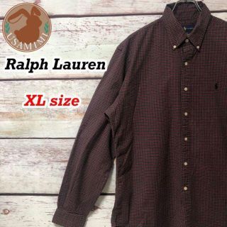 ラルフローレン(Ralph Lauren)のラルフローレン ストレッチ オックスフォード チェック柄 長袖 刺繍 XL(シャツ)