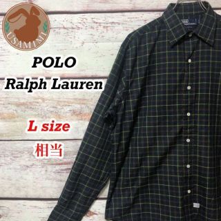 ラルフローレン(Ralph Lauren)のポロラルフローレン チェック ワイドカラー コットンシャツ L相当(シャツ)