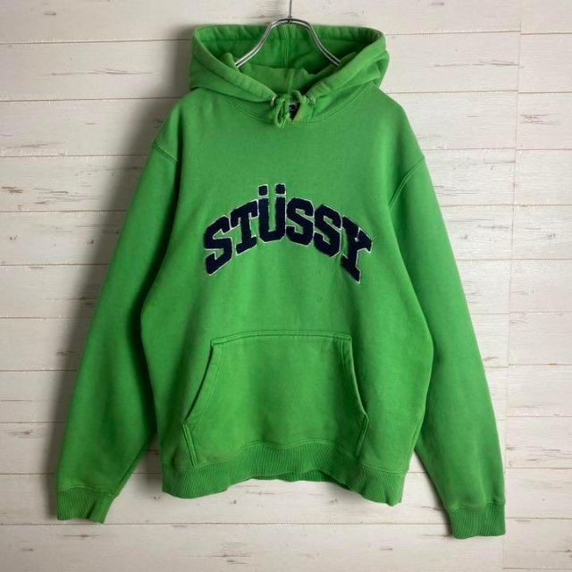 《即完売モデル》ステューシー☆パーカー アーチロゴ パイル刺繍ロゴ 希少モデル 割引売上 stussy パーカー スウェット パイルアーチロゴ 刺繍ロゴ ステューシー パーカー